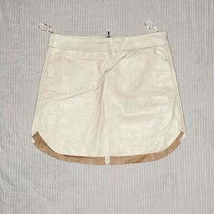 White mini leather skirt